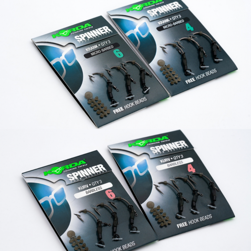 Korda Spinner Hook Sections Kurv Shank Barbless 6