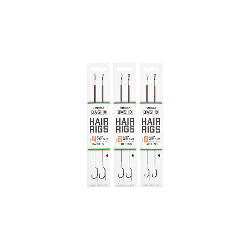 Korda Basix Hair Rigs Wide Gape Barbless 6