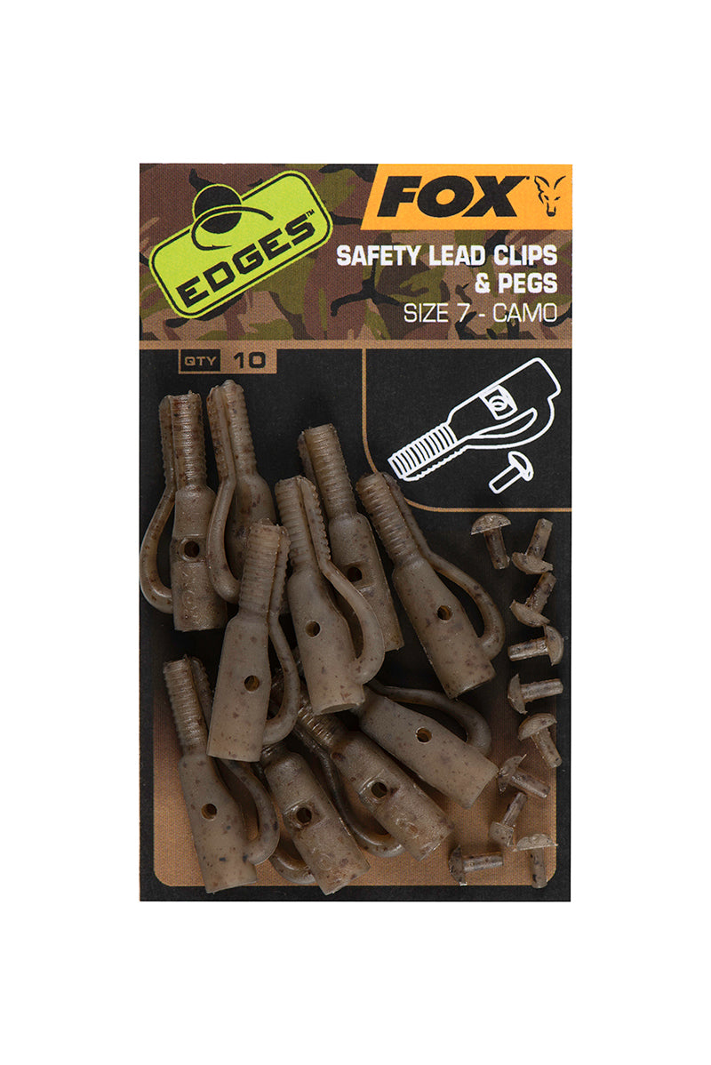 Fox Edges Camo Safety Lead Clips &amp; Pegs Size 7