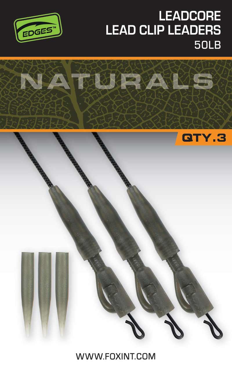 Fox Edges Naturals Leadcore Power Grip Lead Clip Leaders 50lb