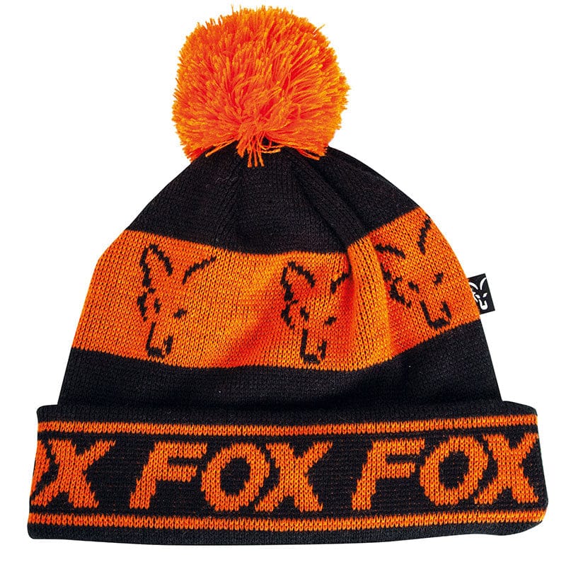 Fox Lined Bobble Hat Black/Orange